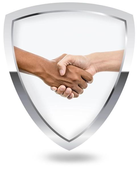 Handshake with shield icon – PCA Wildlife builds trust with safe, reliable, and guaranteed animal control and wildlife removal services in Charlotte NC.
