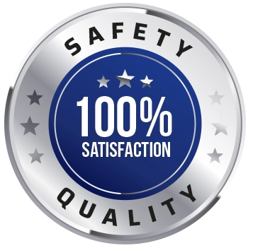 PCA Wildlife logo badge highlighting safety, 100% satisfaction guarantee, and quality animal control services in Charlotte NC.