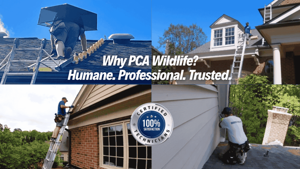 Technicians performing wildlife control services, highlighting professionalism and trust as PCA Wildlife expands to the Piedmont Triad.