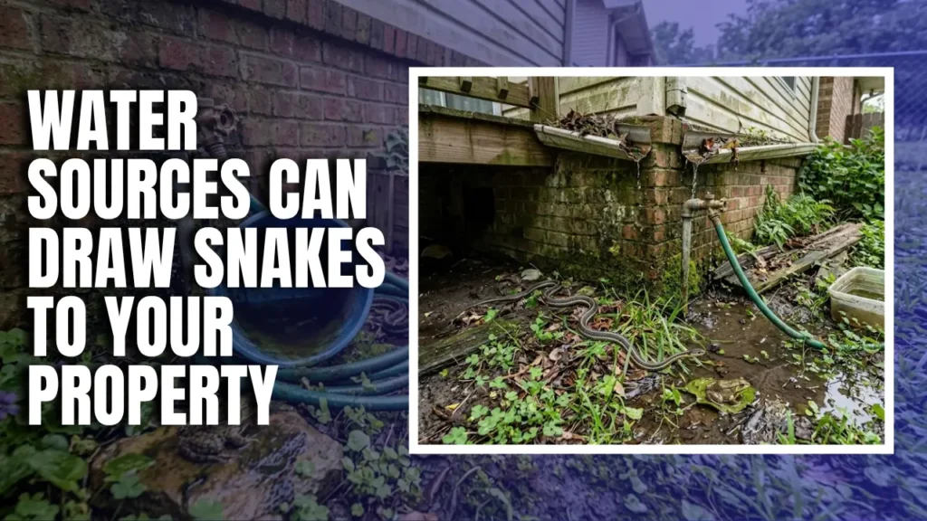 Standing water near a home’s foundation can attract snakes and the prey they feed on.